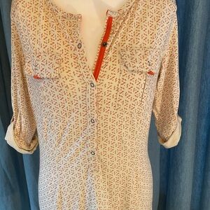 Patagonia Cream Top with Coral Dot Print